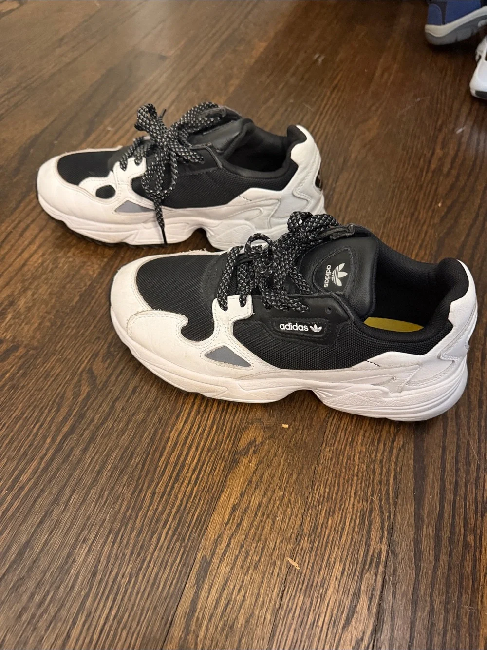 adidas Black and White Chunky Lace-Up Sneakers